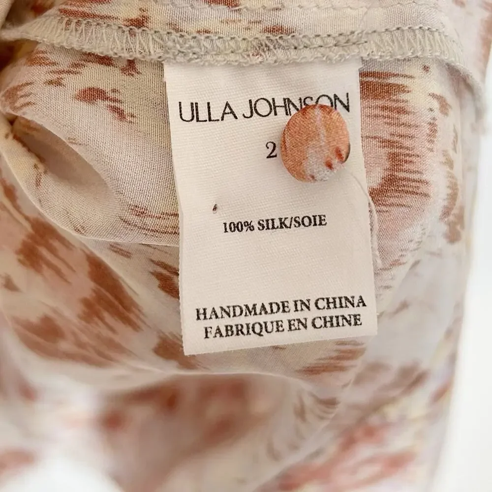 ULLA JOHNSON Floral Puff Sleeve Belted Silk Mini Elaine Dress